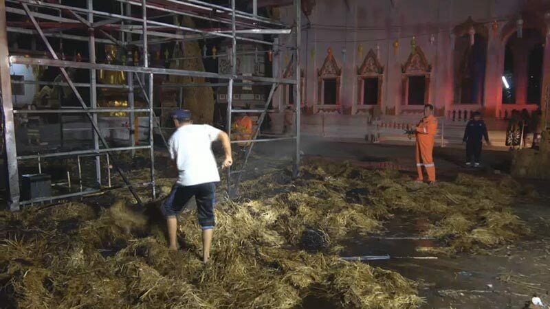 Udon Thani temple's rice husk pagoda destroyed by fire, Buddha saved | News by Thaiger